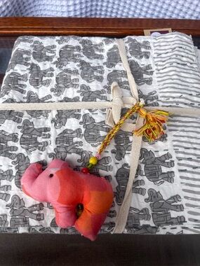 Kantha Baby Blanket - Small Elephant Print